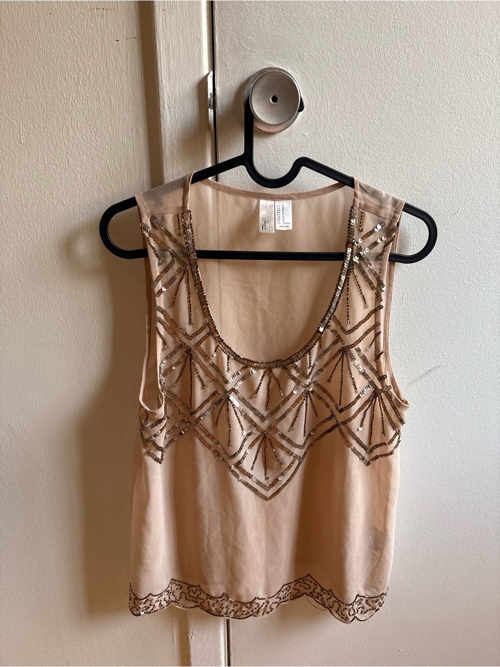 Forever 21 Beige Beaded Embellished Sleeveless Camisole